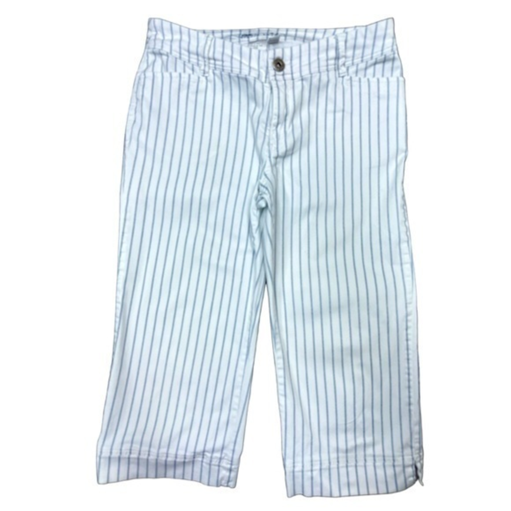 Vintage Point Zero Nicole Benisti Capris White‎ With Blue Stripes Size 11/12